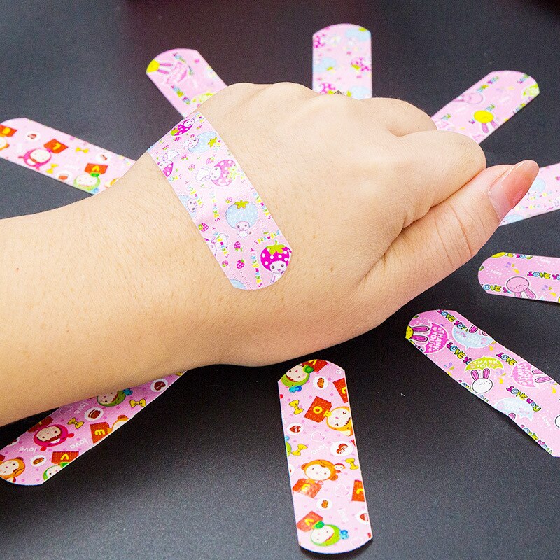 120pcs/set Waterproof Cartoon Patterned Wound Strips Band Aid First Self-Adhesive Plaster Bandages Emergency Kit for Children