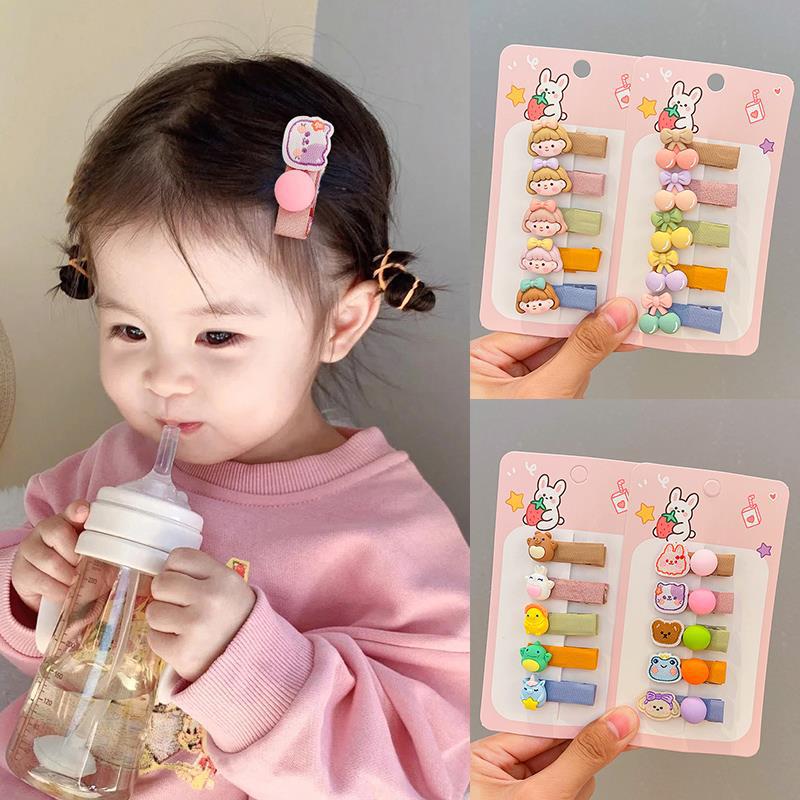 5pcs/set Mini Baby Hair Clip Cute Cartoon Floral Bow Barrettes for Toddler Girl Kawaii Bang Side Clip for Kids Hair Accessories