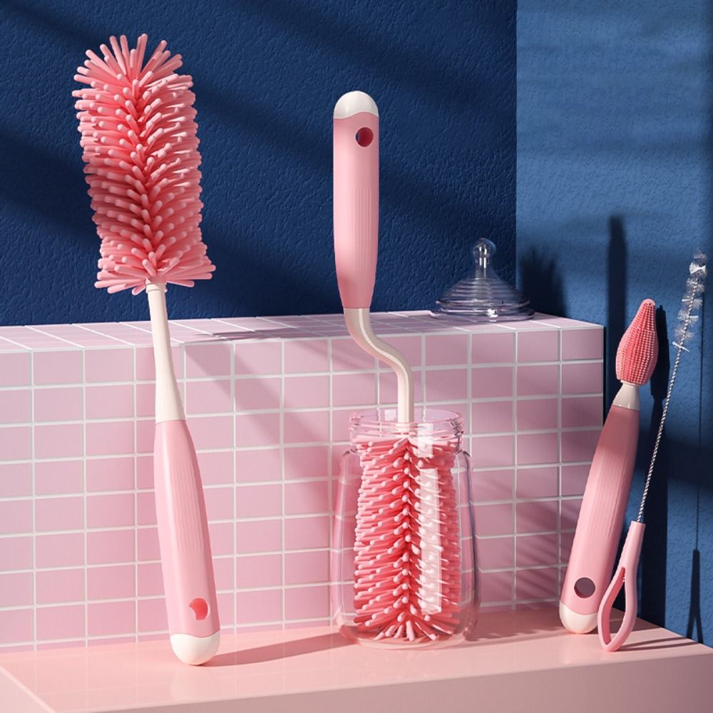 Soft Glass Cup Washing Kitchen Tool Silicone Bottle Cleaning Brush Straw Scrubber Small Brush Baby Pacifier