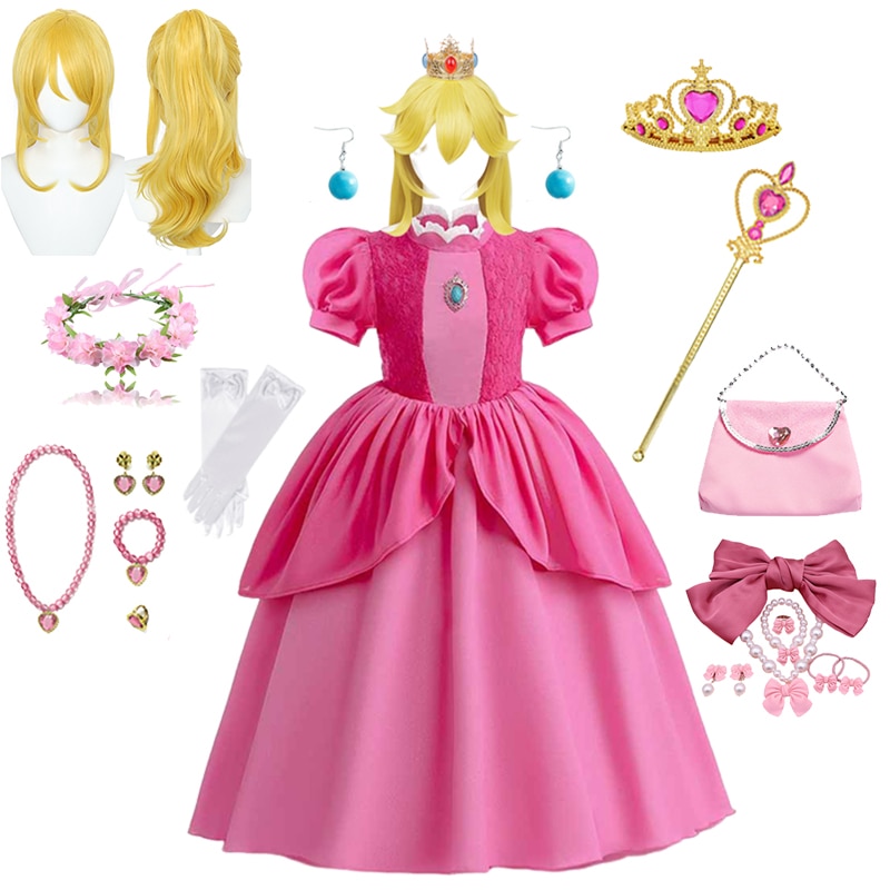 Peach Princess Dress for Girl Children Stage Performance Clothes Kids Carnival Birthday Party Revelry Festival Cosplay Costume