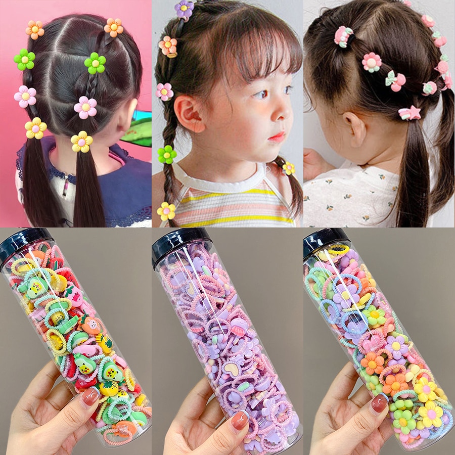10-20PCS Cute Flower Bow Baby Girl Headband Elastic Hair Bands Kids Ponytail Holder Hair Tie Rubber Bands Girls Hair Accessories