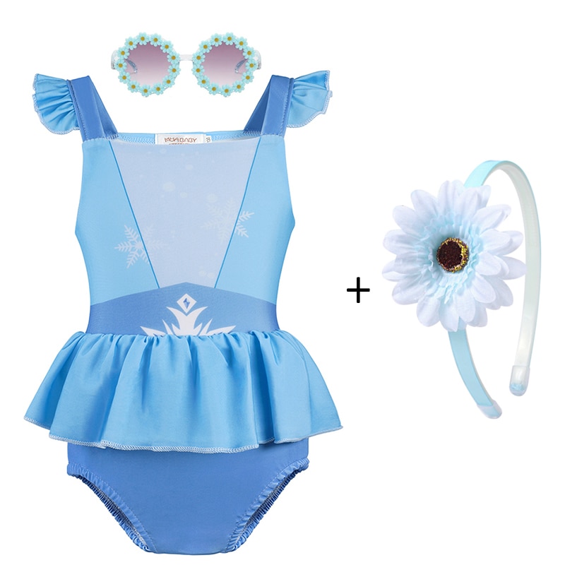 Disney Girls Cosplay Frozen Elsa Princess Alice Minnie Bikini Swimwear Kids Eyeglass Swimsuit Beachwear Children Bathing Clothes