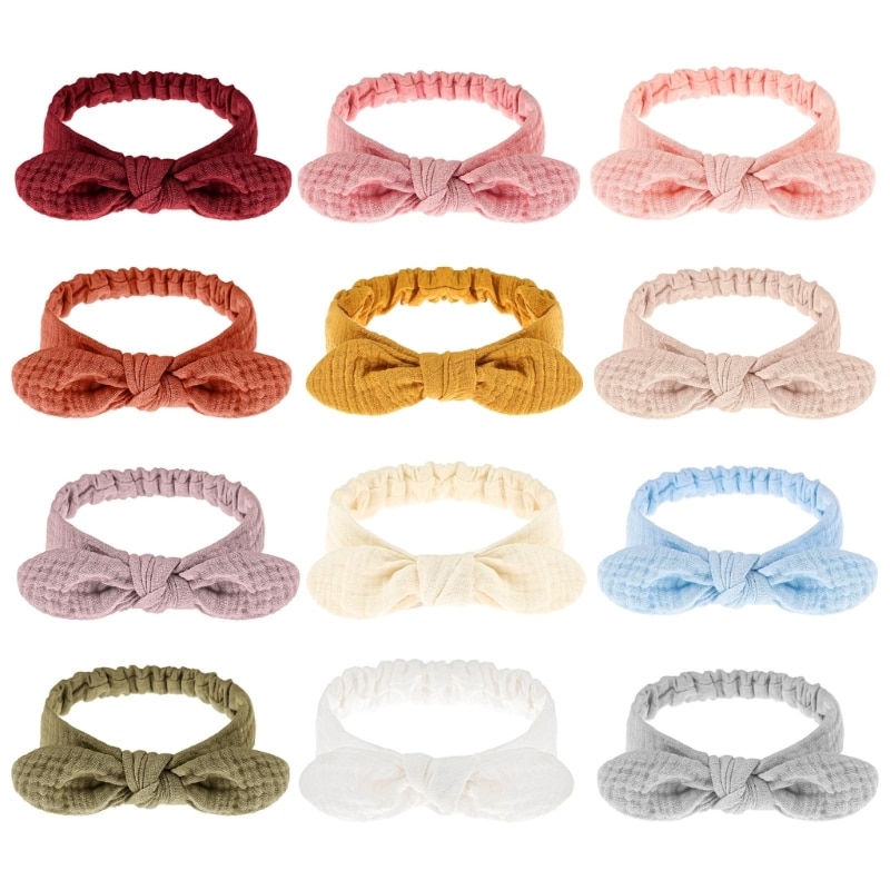 Big Bow Hair Bands Gauze-Cotton Bowknot Elastic Headbands Baby Hair Accessories