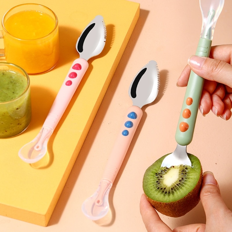 Cute Spoons Feeding Scraper First Mud Puree Shower Silicone Spoon Soft Baby Fruit Food Scraping Infant Training Spoons