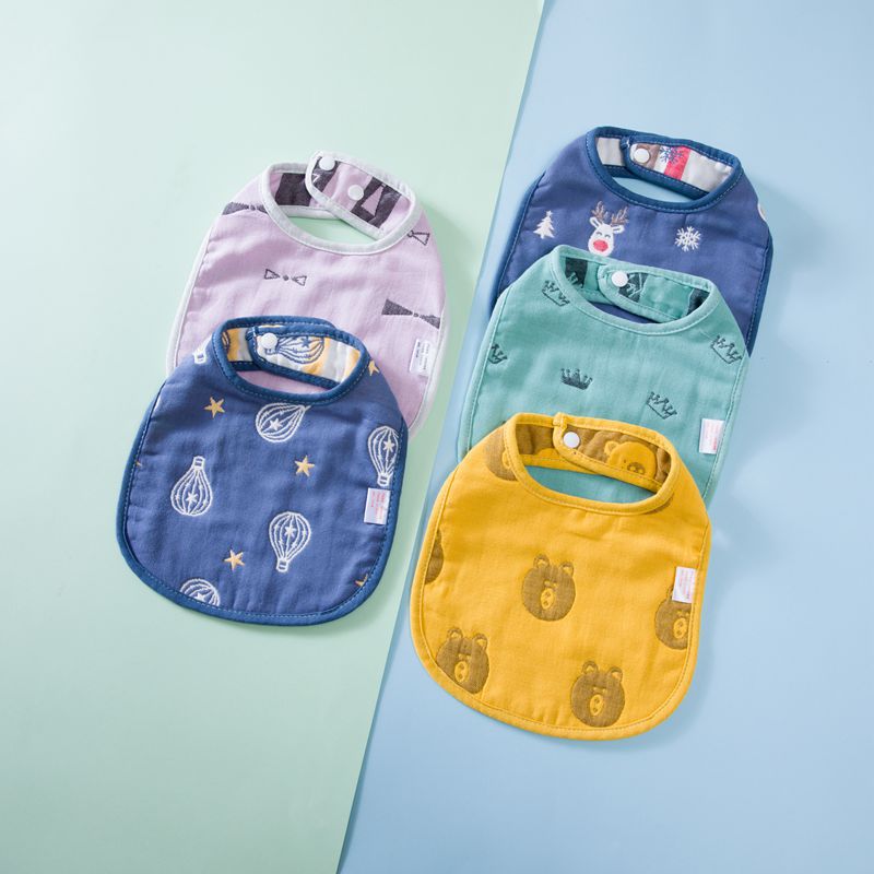 Baby Bibs Triangle Scarf Cotton Cartoon Child Bandana Bib Dribble Bibs Newborn Slabber Absorbent Cloth Bib Waterproof Towel