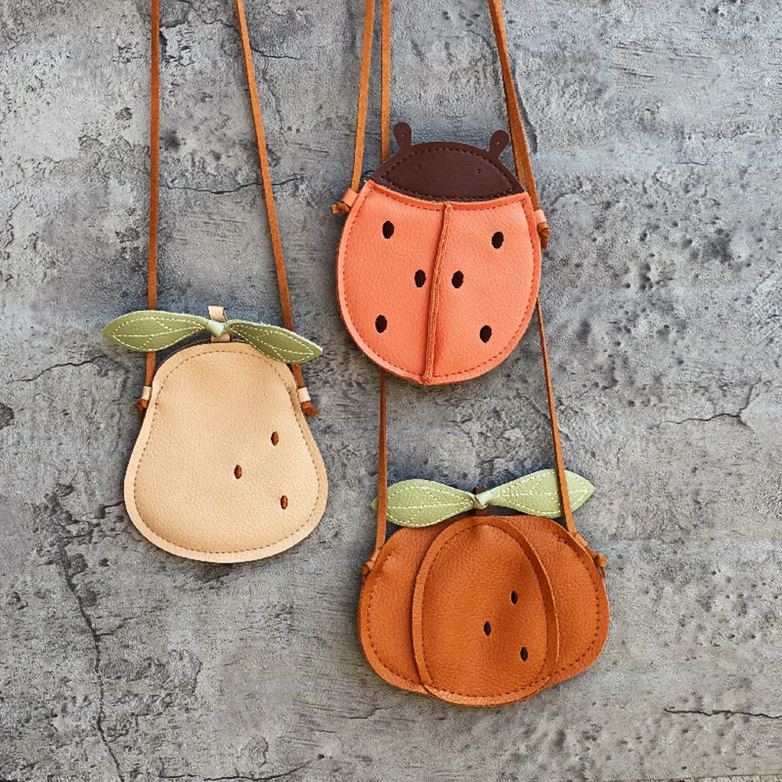 Kid Leather Shoulder Bag Cartoon Pumpkin/ Beetle/ Pear Casual Party Street Large Capacity Tote Bag