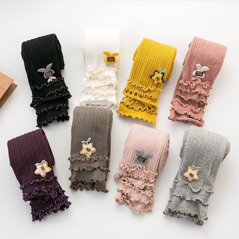New Arrival Spring Girls Baby Soft Solid Tights Baby Girl Pantyhose Children Cute Stocking Baby Lace Trousers Kids Clothing