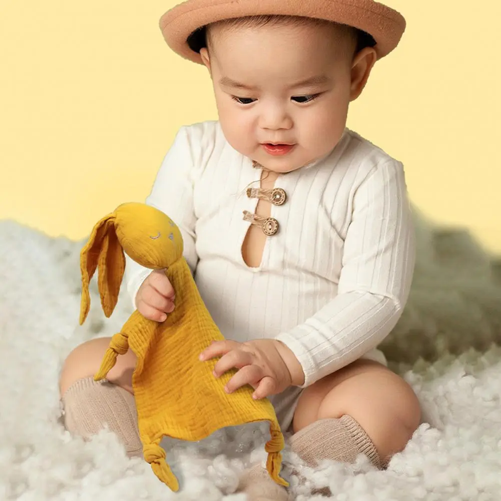 Baby Soothing Towel Cute Saliva Towel Breathable Double Layers Comforting Cotton Yarn Rabbit Shape Bib Toy Infant Accessories