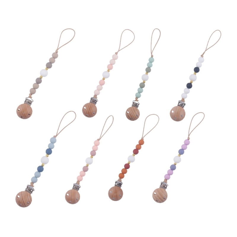 Lightweight Babies Soothing Pacifier Clip Anti-drop Silicone Baby Pacifier Chain One-Piece Teether Toy Shower Gift H37A