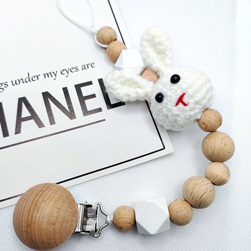 Baby Pacifier Chain Beech Pacifier Clip Cartoon Bunny Newborn Nipple Soother Dummy Holder Infant Chew Teething Nusring Toys