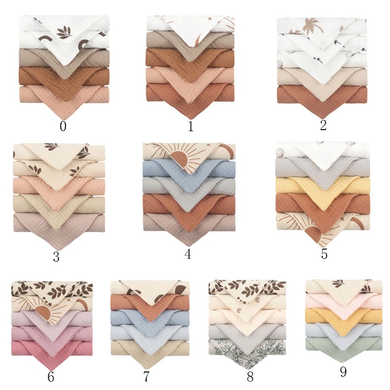 5PCS Baby Towel Toddlers Cotton Burp Cloth Multi-Use Wash Cloth Face Towel High Absorb Teething Towel Sweat Absorb Cloth