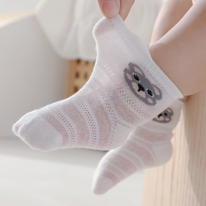 Infant Baby Socks Kids Girls Boys Short Sock Cartoon Child Animal Hosiery Mesh Breathable Baby Socks Cotton Summer Multicolor