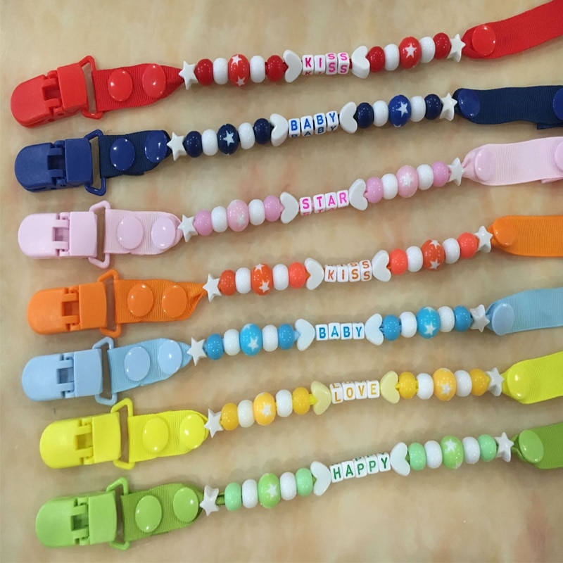 Silicone Baby Pacifier Clip Personalised Name Pacifier Chain for Baby Teething Soother Chew Toy Baby Soother Pacifier Clips