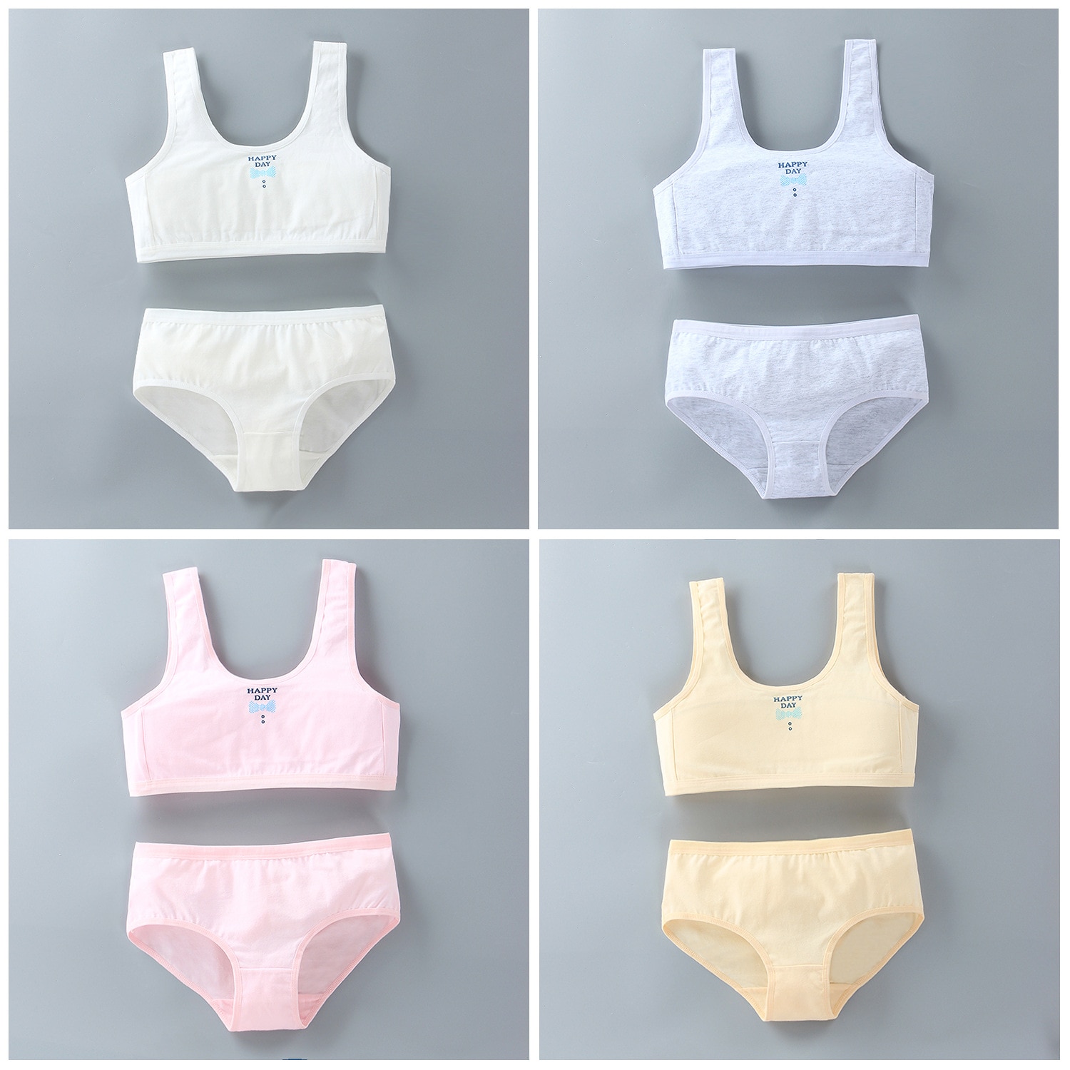 Girls' Bra Underwear Set Adolescent Development Girls' Tank Top and Underwear Summer Children's Wipe Bra Cotton 8