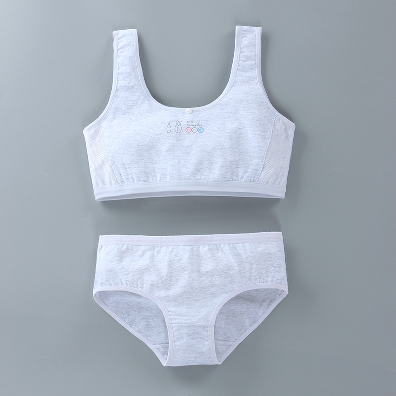 Girls Puberty Vest Underwear Set Girls Tube Top Thin Training Bra 8-16Y Cotton Wrap Chest Student Underwear Sport Bra