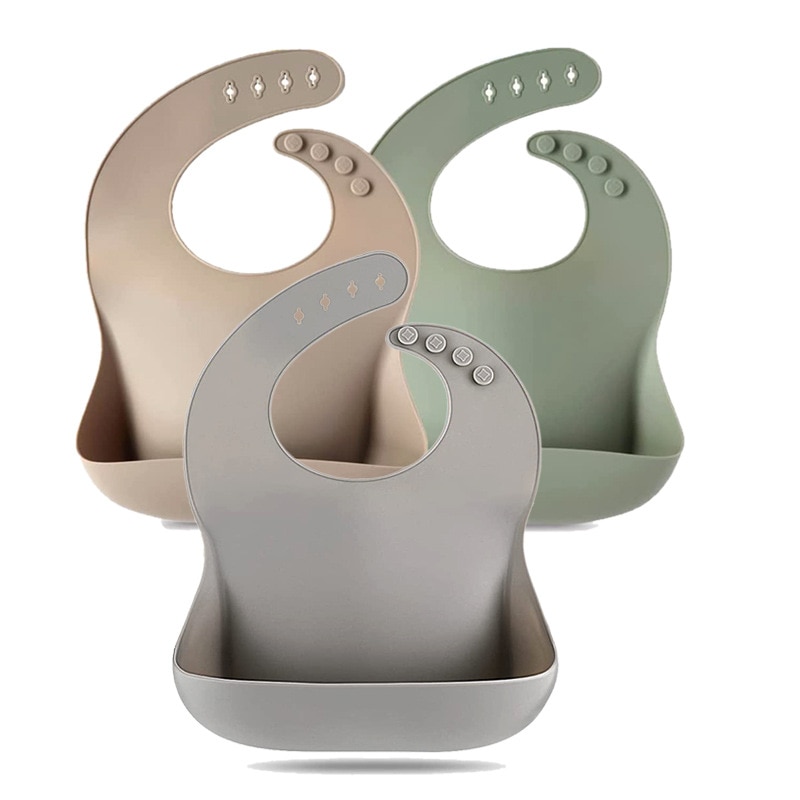 Silicone Baby Bib Adjustable Waterproof Saliva Dripping Bibs Soft Edible Saliva Towel Drooling Baby Scarf Newborn Feeding Stuff