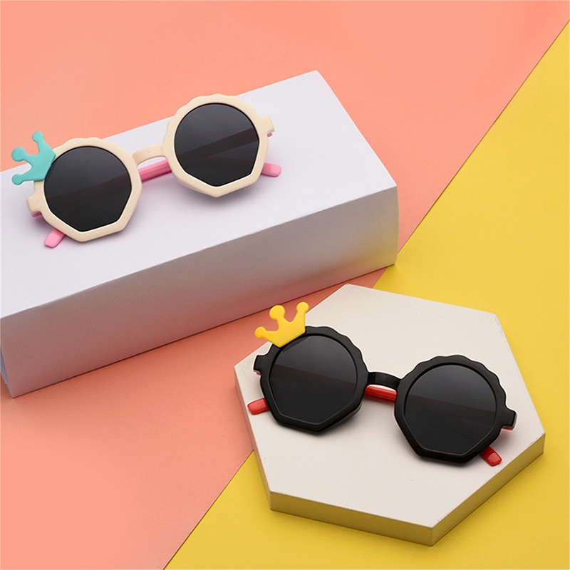 Child Girls Sunglasses Cute Sweet Crown Summer Outdoor Travel Holiday Eyewear Casual Kids Glasses Beach Party Eyeglasses