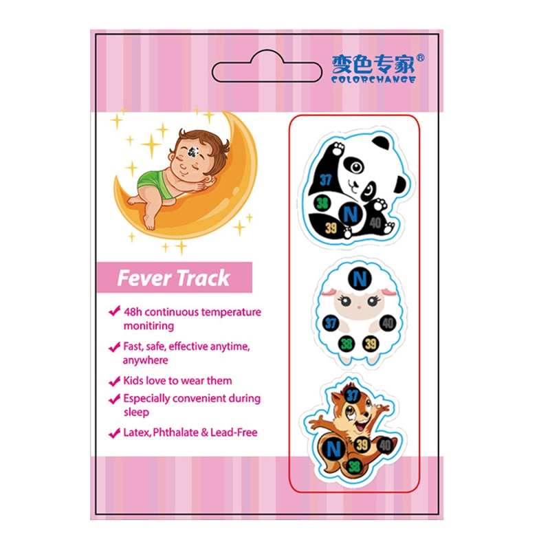 Cute Animal Sticker Baby Temperature Paste Convenient Cartoon Temperature Measuring Sticker Baby Care Thermometer