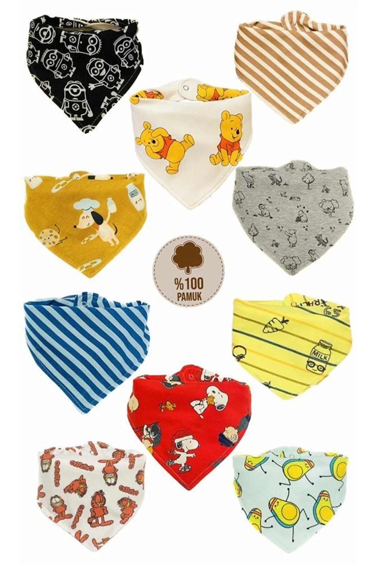 10PCS Unisex Baby Organic Fabric Double Layer Patterned Scarf Mom Bib Drool Bib 100% cotton baby drool diaper