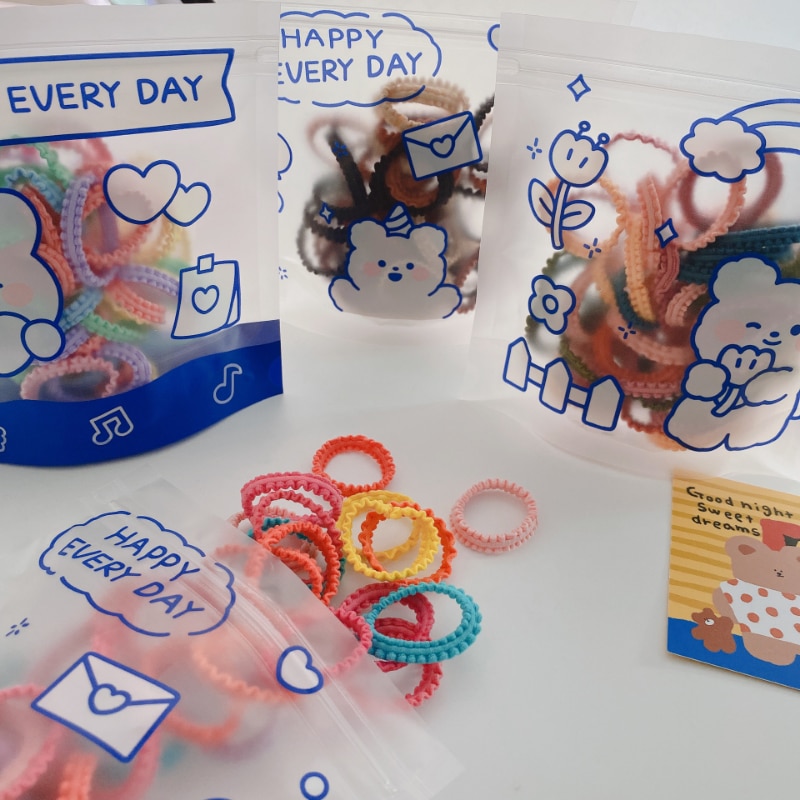 50pcs/bag Mini Babg Girl Hair Band Korean Fashion Simplicity Candy Color Elastic Hair Rope for Toddler Girl Hair Accessories