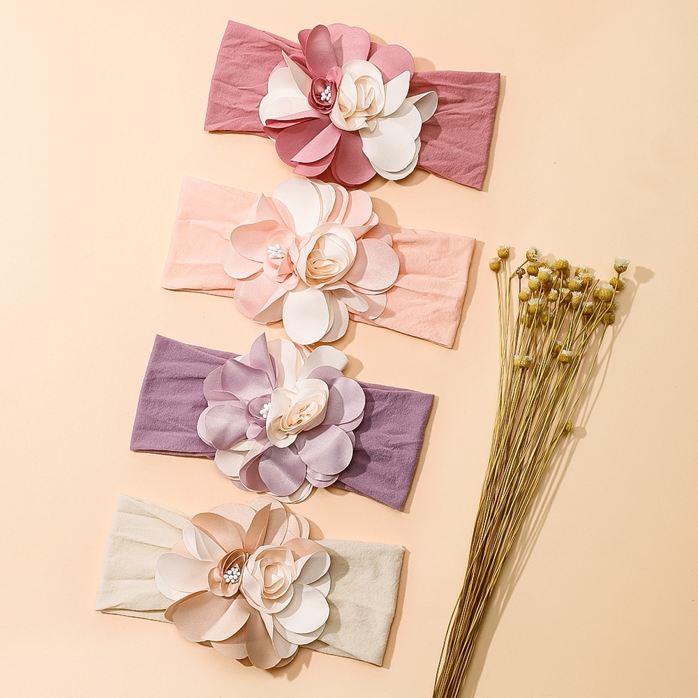 Baby Girl Headband Flower Elastic Nylon Head Bands Kids Headwrap Fashion Headwear Soft Hair Bands Baby Hair Accessories