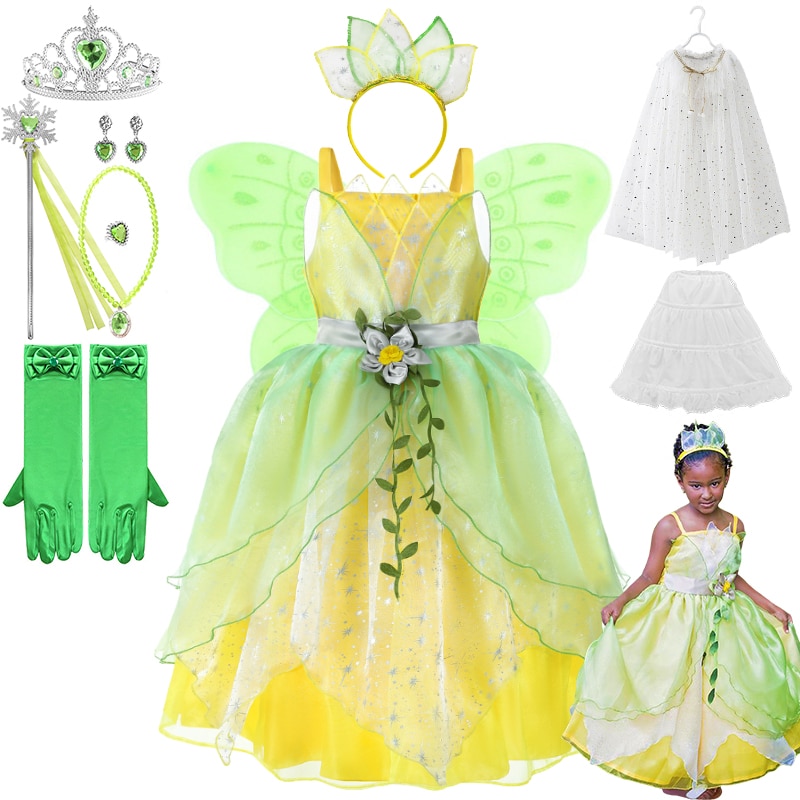 Christmas Forest Fairy Dress for Girls Halloween Masquerade Frog Prince Tiana Cosplay Costume Infant Birthday Party Ball Gown