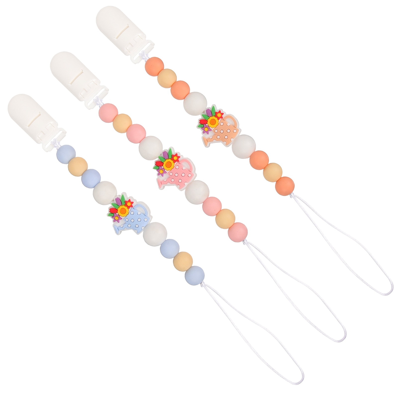 3Pcs Toy Strap for Baby Pacifier Strap Beaded Pacifier Strap Stroller Pacifier Strap Silicone Toy Strap
