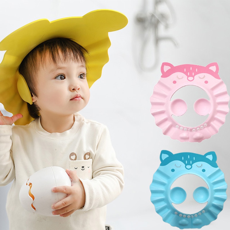 2Pcs/Lot Baby Waterproof Ear Protection Shower Cap Wash Hat for Kids Protection Safe Children Shampoo Bathing Shower