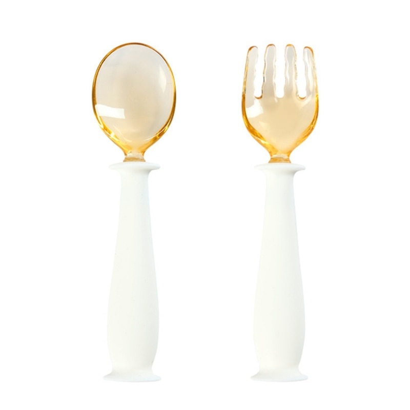 Baby Spoon Fork Set with Soft Silicone Self-Eating Children Utensil Cutlery