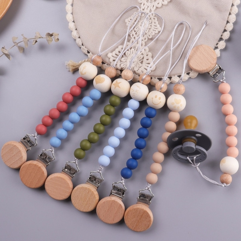 Cute Cartoon Pattern Silicone Pacifier Clip Pacifier Holder Clip Pacifier Clips Baby Girl Pacifier Clips for Boy Teether