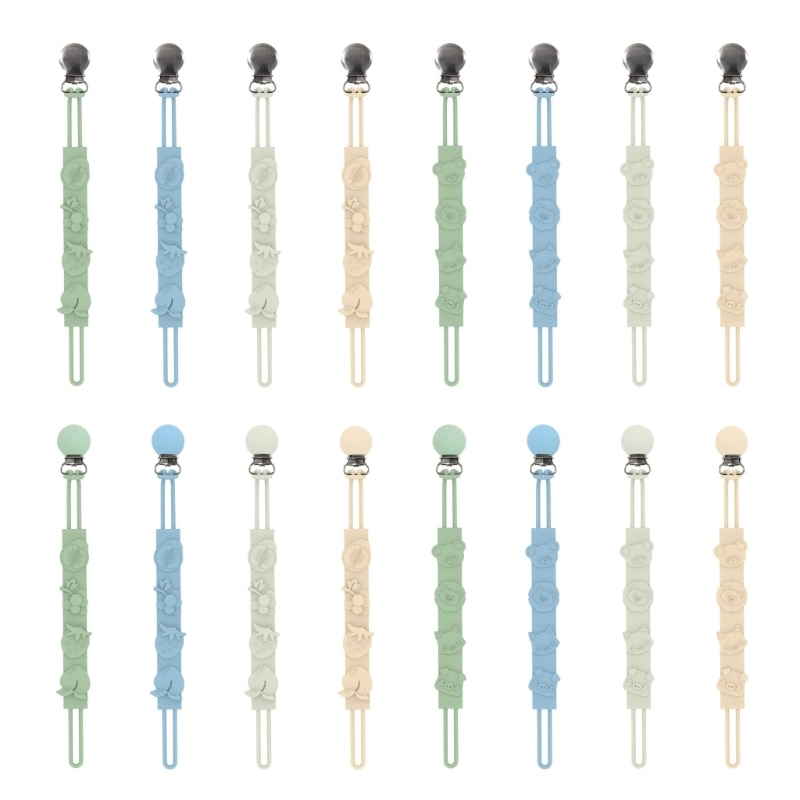 Q81A Baby Pacifier Hanging Strap Anti-Lost Chain Dummy Holder Nipple Chain Cartoon Silicone Teether Clip Newborn Shower Gift