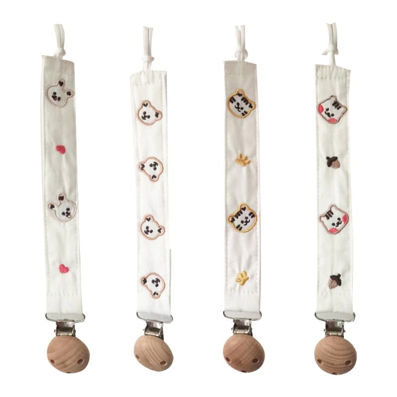 Q81A Lovely Pacifier Clip for Baby Pacifier Holder Clip for Girls Boys Soft Webbing Soothies Binky- Clips Fit All Pacifiers
