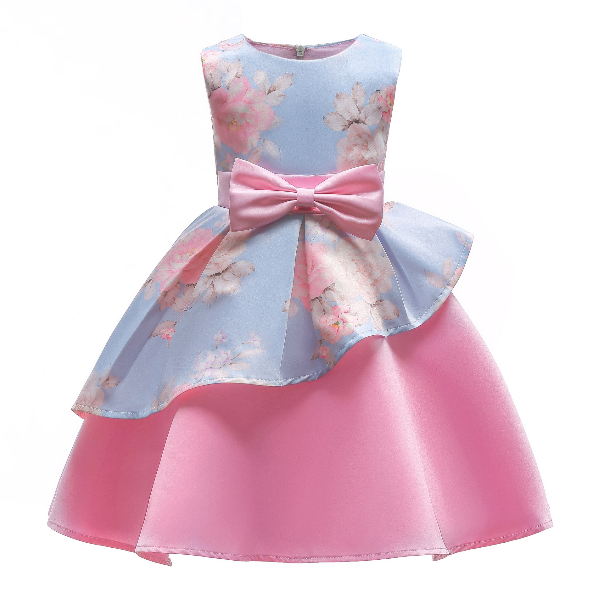 Dress For Girls Princess Girls Dresses Flower Bow Sleeveless Short Prom Wedding Show Party 2023 Summer New Costume Kids Clothes
