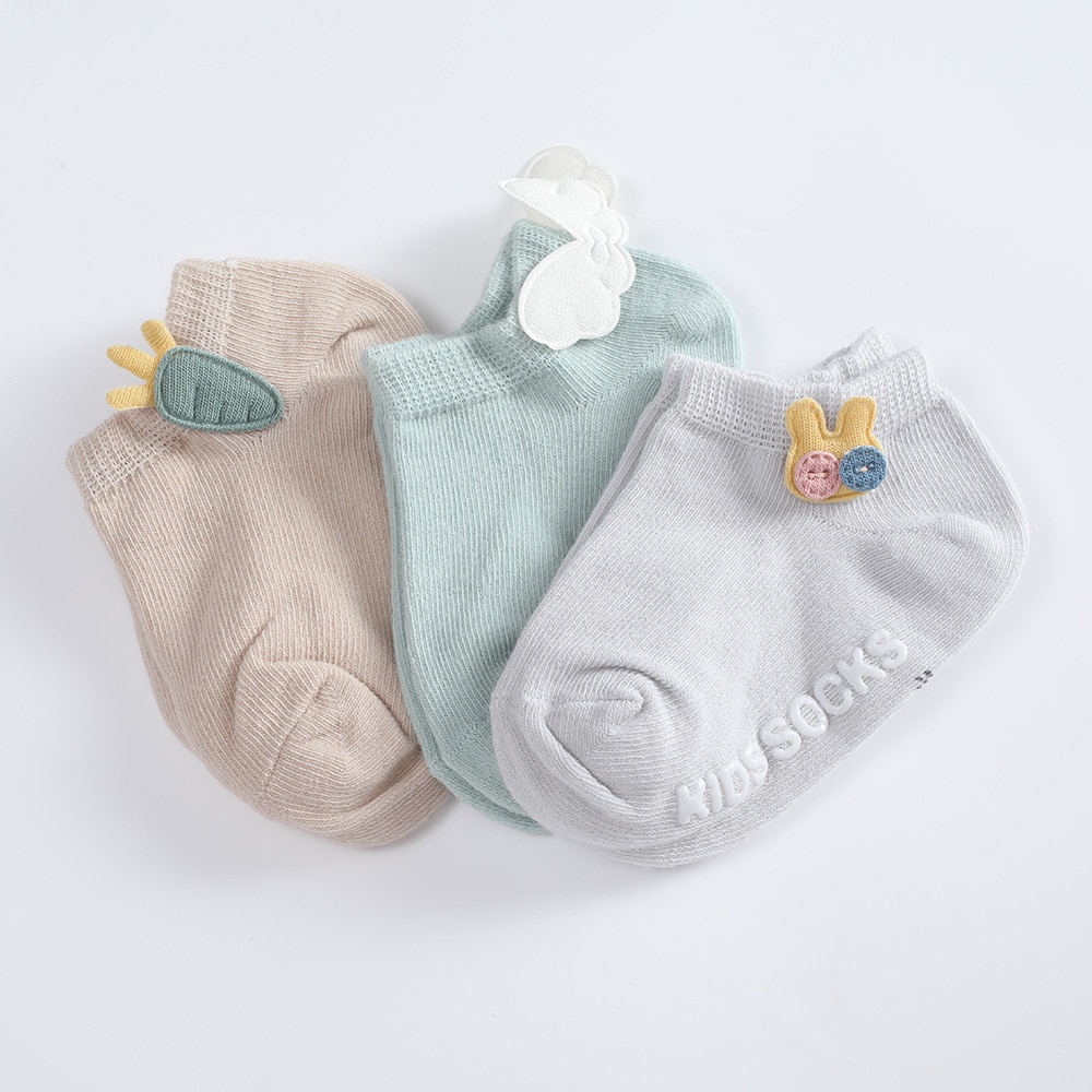 3pairs/set Baby Cartoon Princess Rubber with Ruffles Lace Anti-slip Floor Socks Spring Autumn Cotton Newborn Infant White Socks