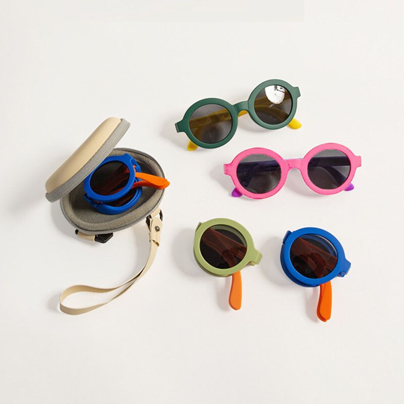 Baby Sunglasses Round Frame Male and Female Baby Morandi Folding