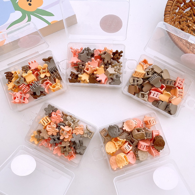 20pcs/box Baby Girl Hair Claw Retro Milk Tea Coffee Color Hairclip for Kids Girl Simplicity Mini Bang Side Clip Hair Accessories