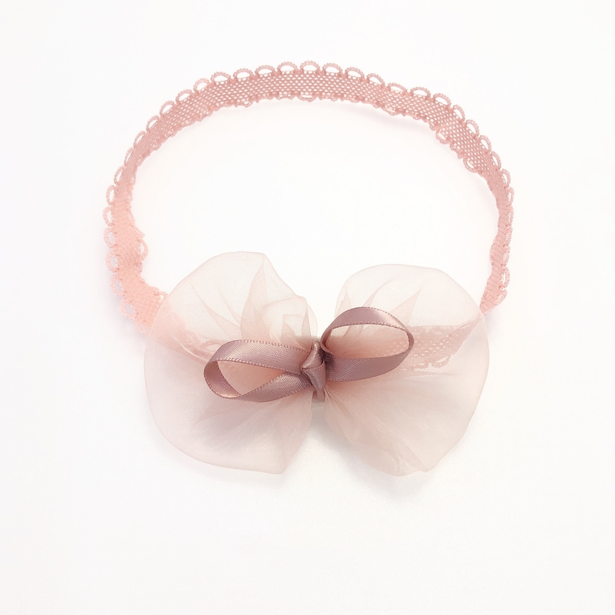 Baby Pink Bow Yarn Bow Headdress Headband Baby Hair Accessories Elastic Nylon Hair Bands Protection Newborn Headwrap