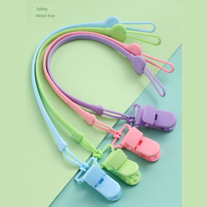 Silicone Chain Fastened Strap for Baby Pacifier Teething Clip Newborn Teether Chain Nipple Holder Nursing Accessories QX2D