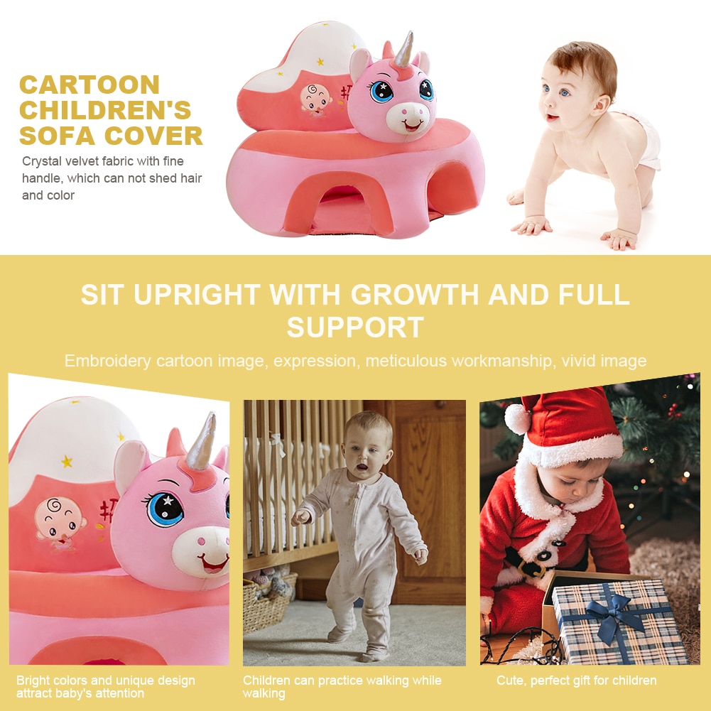 Cartoon Baby Support Seat Case Washable No Filler Learning To Sit Seat Case Soft Breathable Antiskid Cute Animal for Toddlers