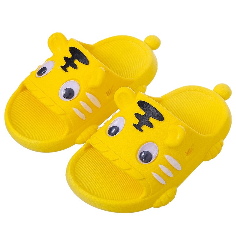 Kruleepo 2023 Summer Slippers Shoes for Boys Girls Children Baby Kids Cartoon Animation Tiger PVC Home Bathroom Antiskid