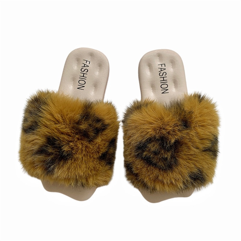 Kruleepo Casual Plush Slippers Shoes for Girls Children Baby Kids Toddler Fashion Leisure PU Leather PVC Antiskid Sandals Mules