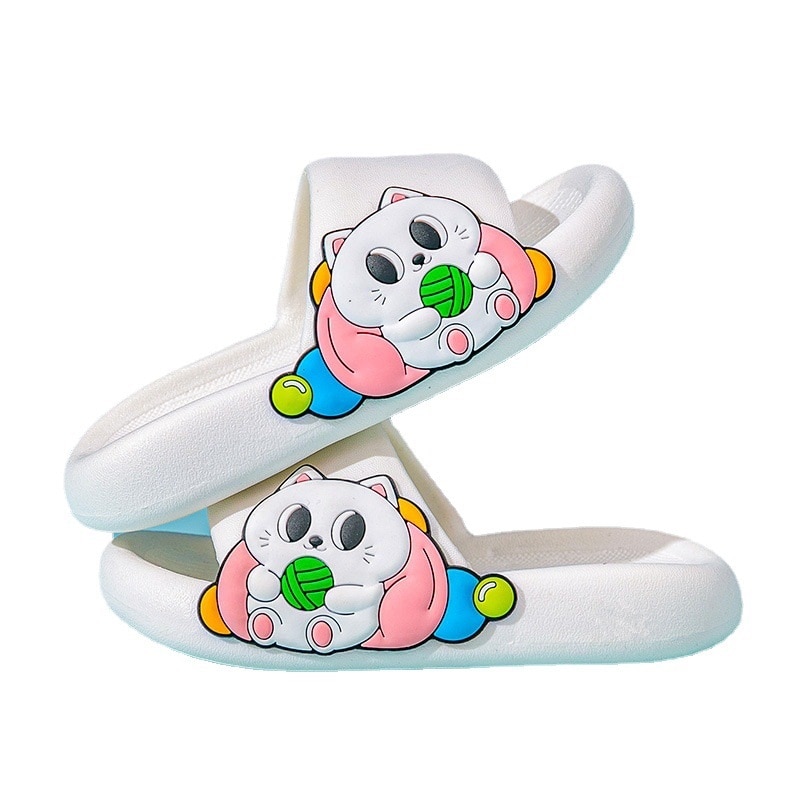 Kruleepo 3-7 Years Children Girls Baby Kids Boys Slippers Shoes Cartoon Cat Bear PVC Home Bathroom Antiskid Sandals Mules