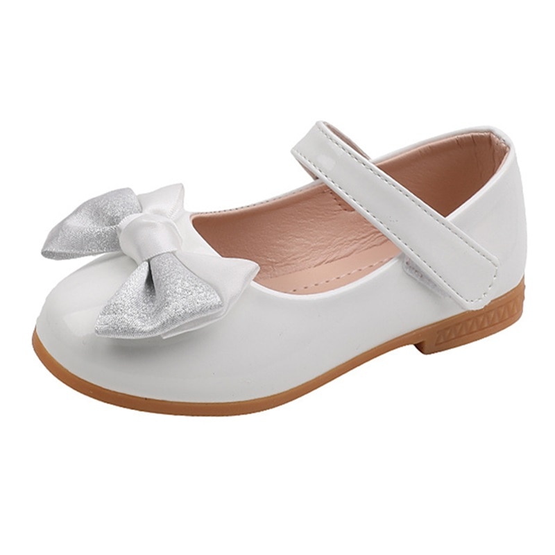Kruleepo 2023 Baby Girls Genuine PU Leather Shoes Children Kids All Seasons Patent Bowtie Fashion Performance Party Dress Schuhe