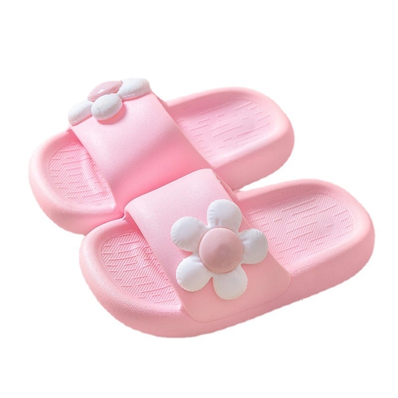 Kruleepo Baby Kids Children Girls Slippers Shoes Fashion Flower Solid Soft Sole Home Bathroom Antiskid Water Sandals Mules