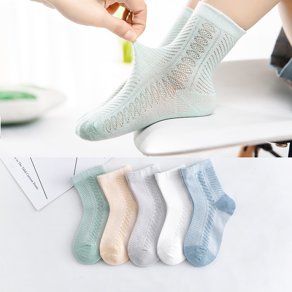 Kids Boy Mesh Girls Socks Summer Toddler Accessories Socks 5pairs/lot Cute Socks Cotton Clothe 0-12 Baby Jacquard Children