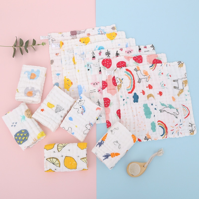 Infant Feeding Bibs Saliva Towels Newborn Handkerchief Random Color Cotton Cartoon Pattern Sof Burp Cloth Appease Towel