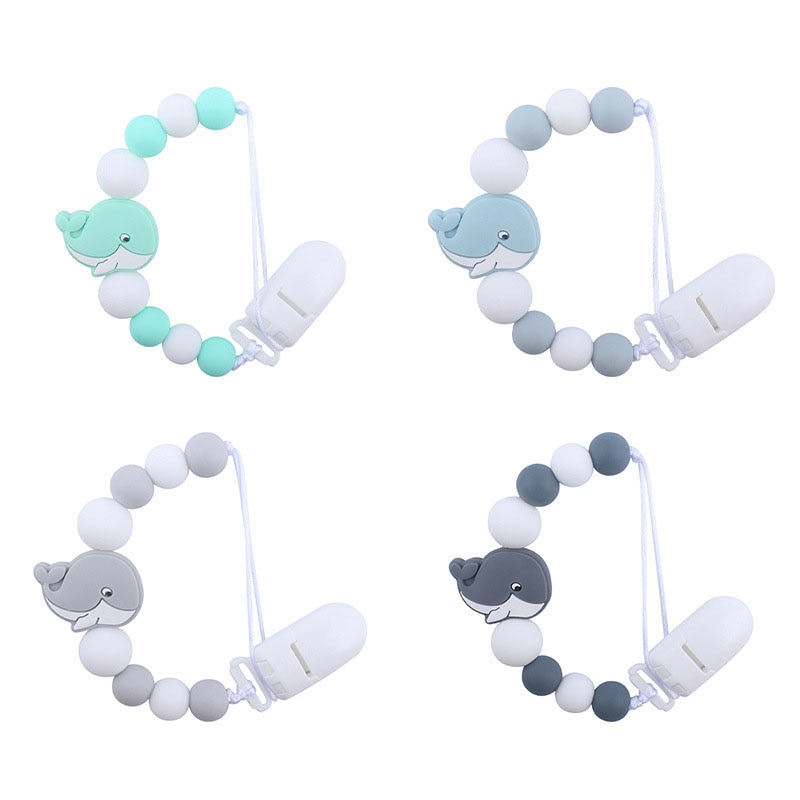 Colorful Silicone Baby Pacifier Chain Clips Whale Anti-drop Plastic Pacifier Chain Holder Nipple Clip BPA Free Baby Shower Gift