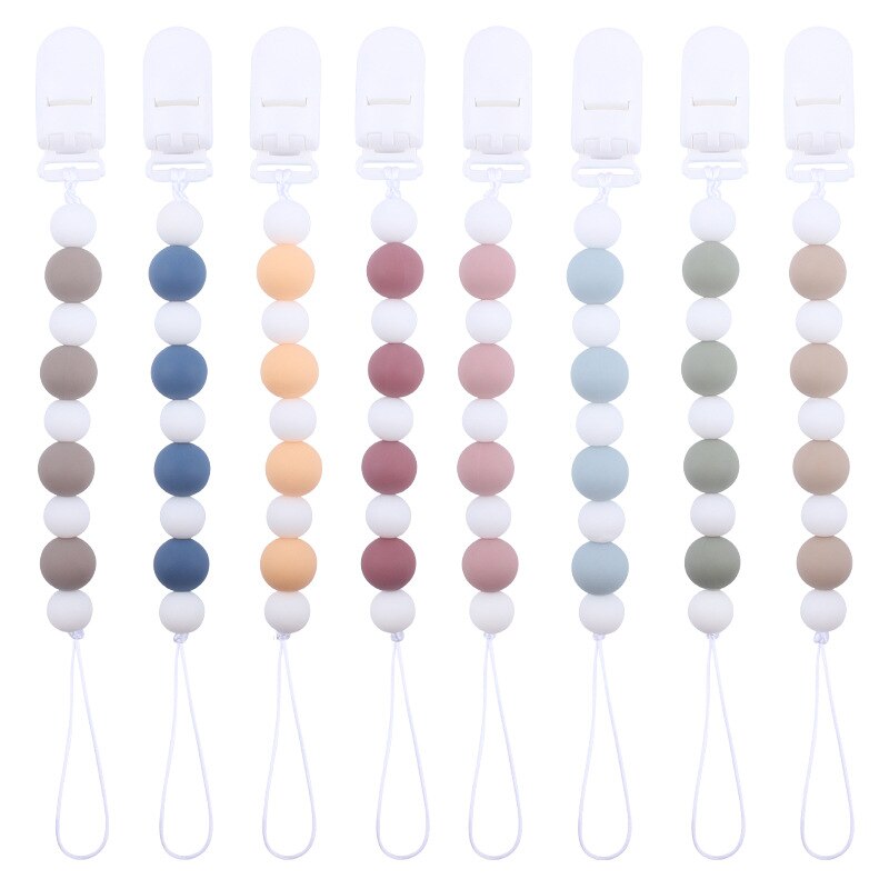 Silicone Baby Pacifier Chain Clip Safety Soother Chains Food Grade Chew Dummy Holder Clip Infant Newborn Teething Toys Gift