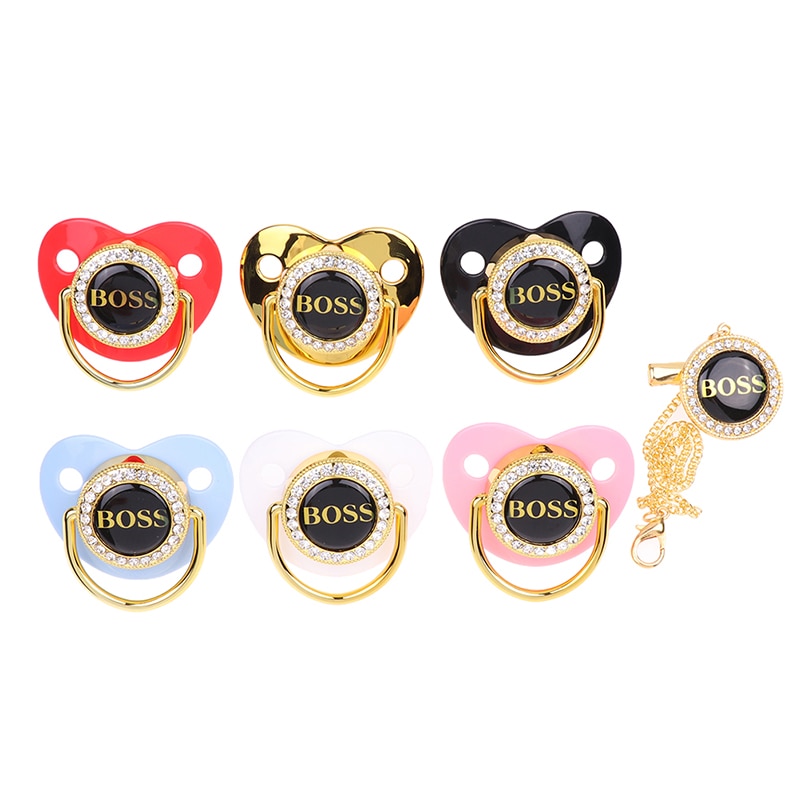 Letter Print Baby Pacifier with Chain Clip Pacifier BPA Free Silicone Infant Nipple Baby Soother Baby Shower Gifts
