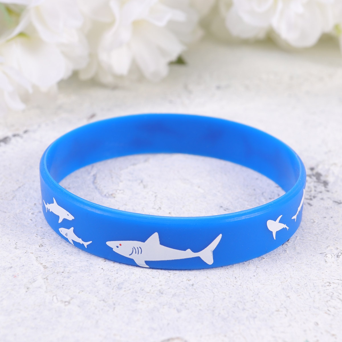 10Pcs Shark Silicone Wristband Shark Silicone Bracelet Kids Rubber wristbands (Blue)